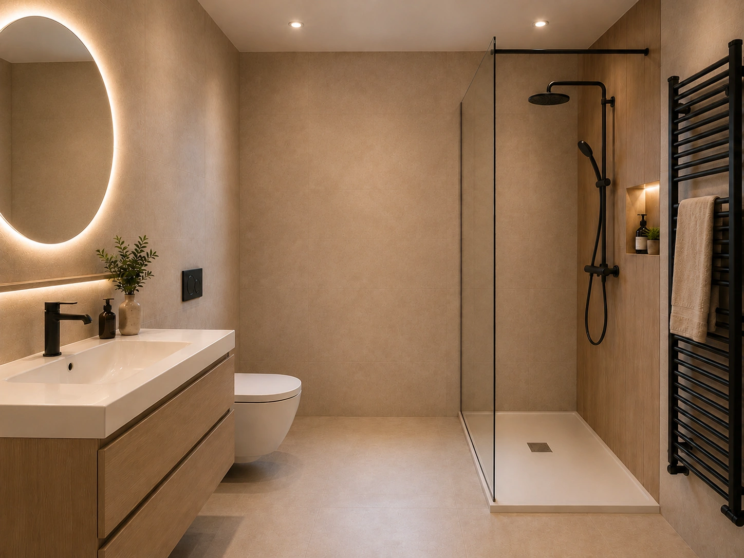 Komplett saniertes Badezimmer mit moderner Dusche